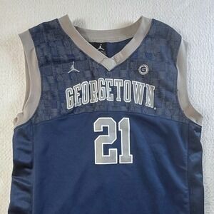 Jordan Basketball Jersey Youth XL Georgetown Hoyas #21 Navy Blue